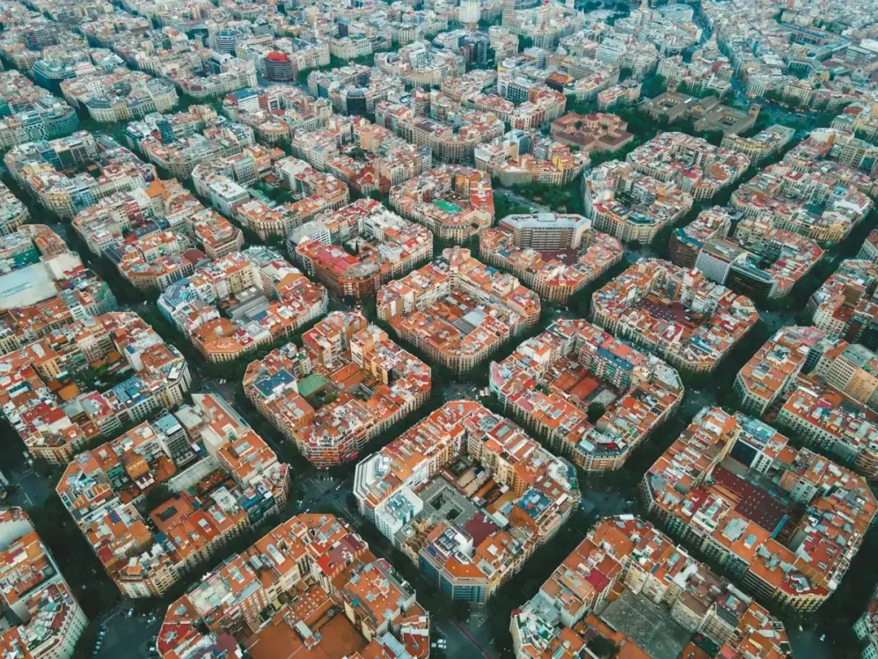 İlk kez Barselona seyahati için Eixample şehir planı